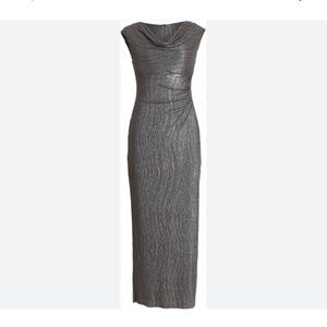 Connected Apparel‎ | Cowl Neck Metallic Maxi Dress | Navy Blue | Size 10